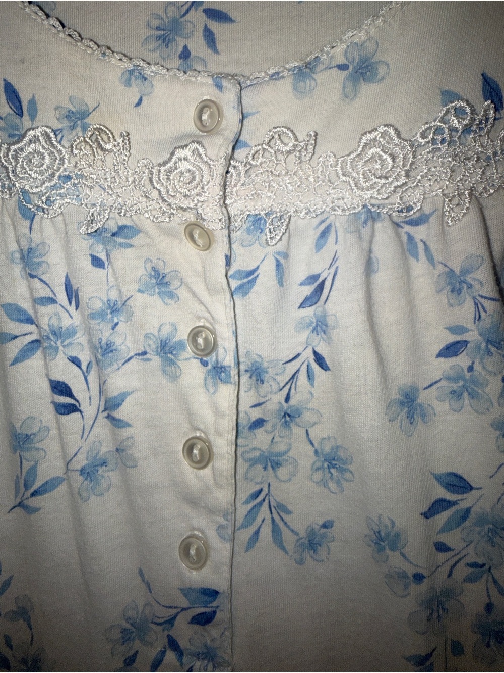 Aria Cream Nightdress with Blue Floral Motif - Picture 3 of 5